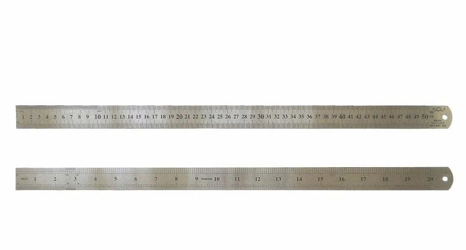 Thước sắt 50cm (thước kim loại inox, 2 mặt cm và inch)